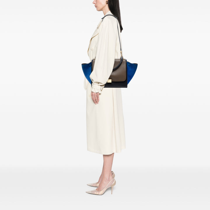 Celine Medium Tricolor Cuir de veau et Daim Trapeze Sac
