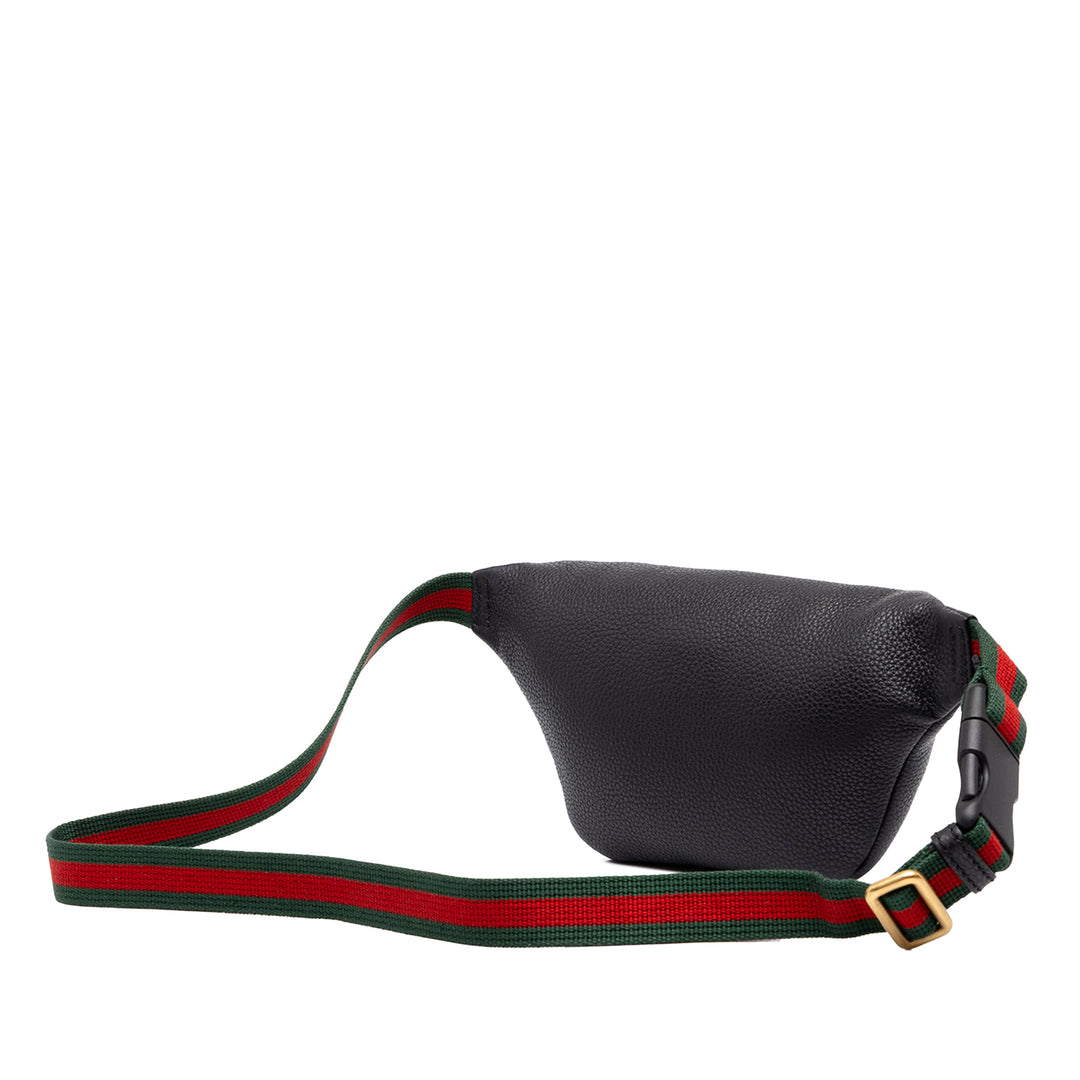 Gucci grainé Web Logo Sac ceinture Petit Cuir de veau grainé Noir – vue 2 – GABY PARIS