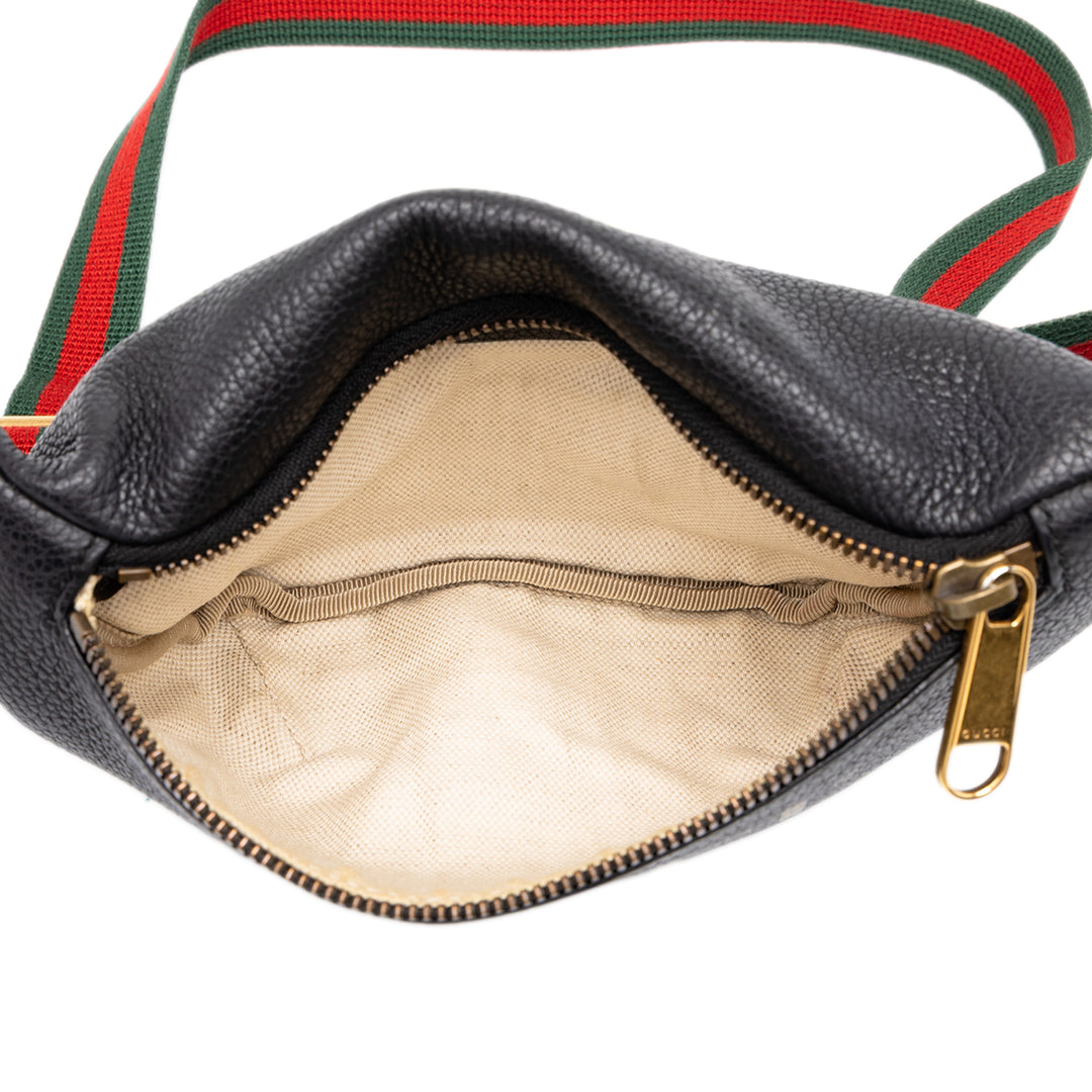 Gucci grainé Web Logo Sac ceinture Petit Cuir de veau grainé Noir – vue 4 – GABY PARIS