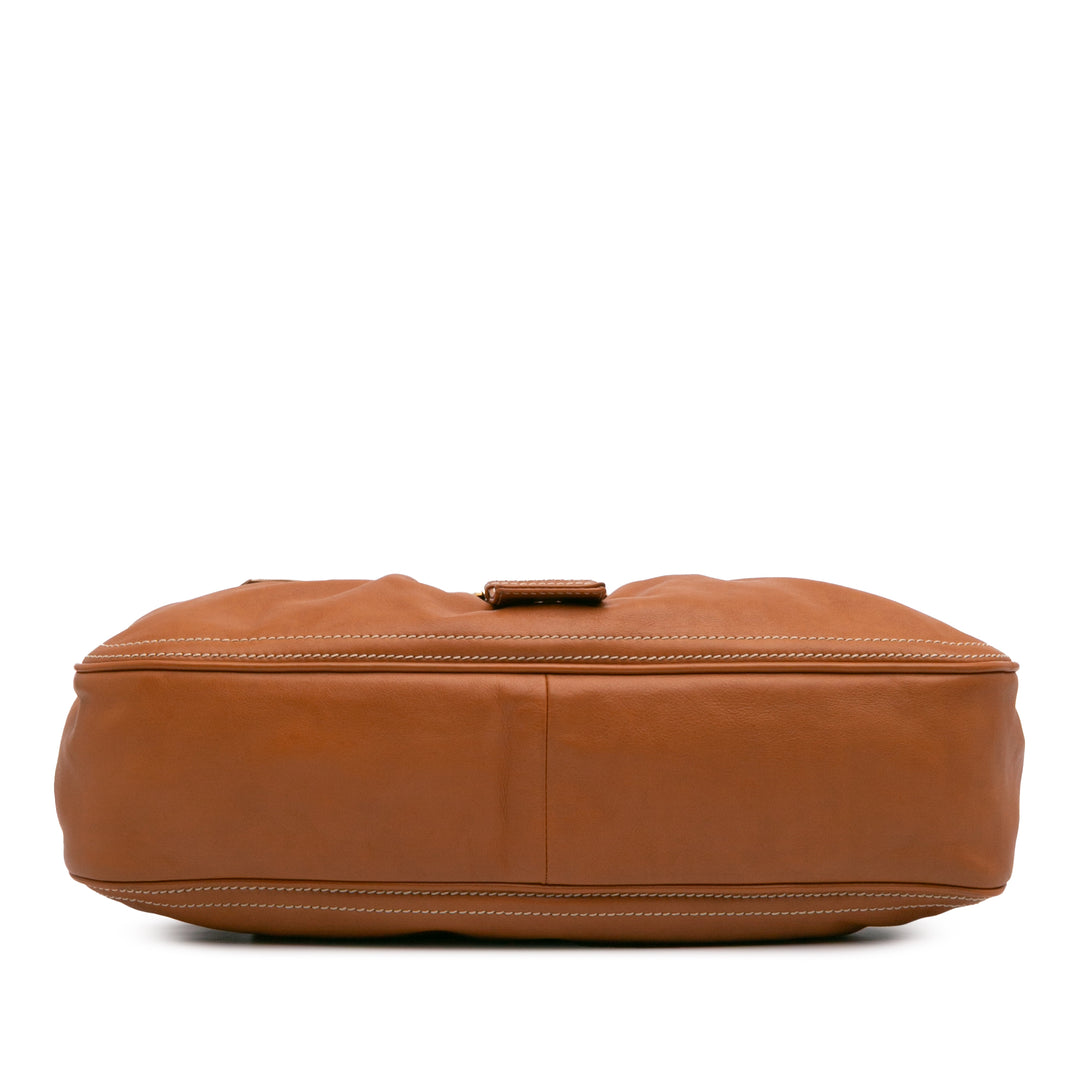 Leather Buckle Handbag Brown - Gaby Paris