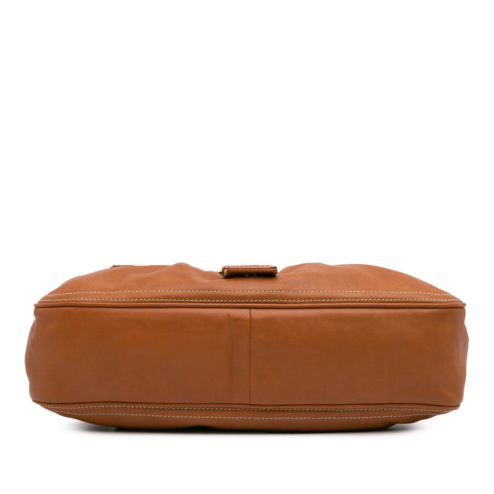 Leather Buckle Handbag Brown - Gaby Paris