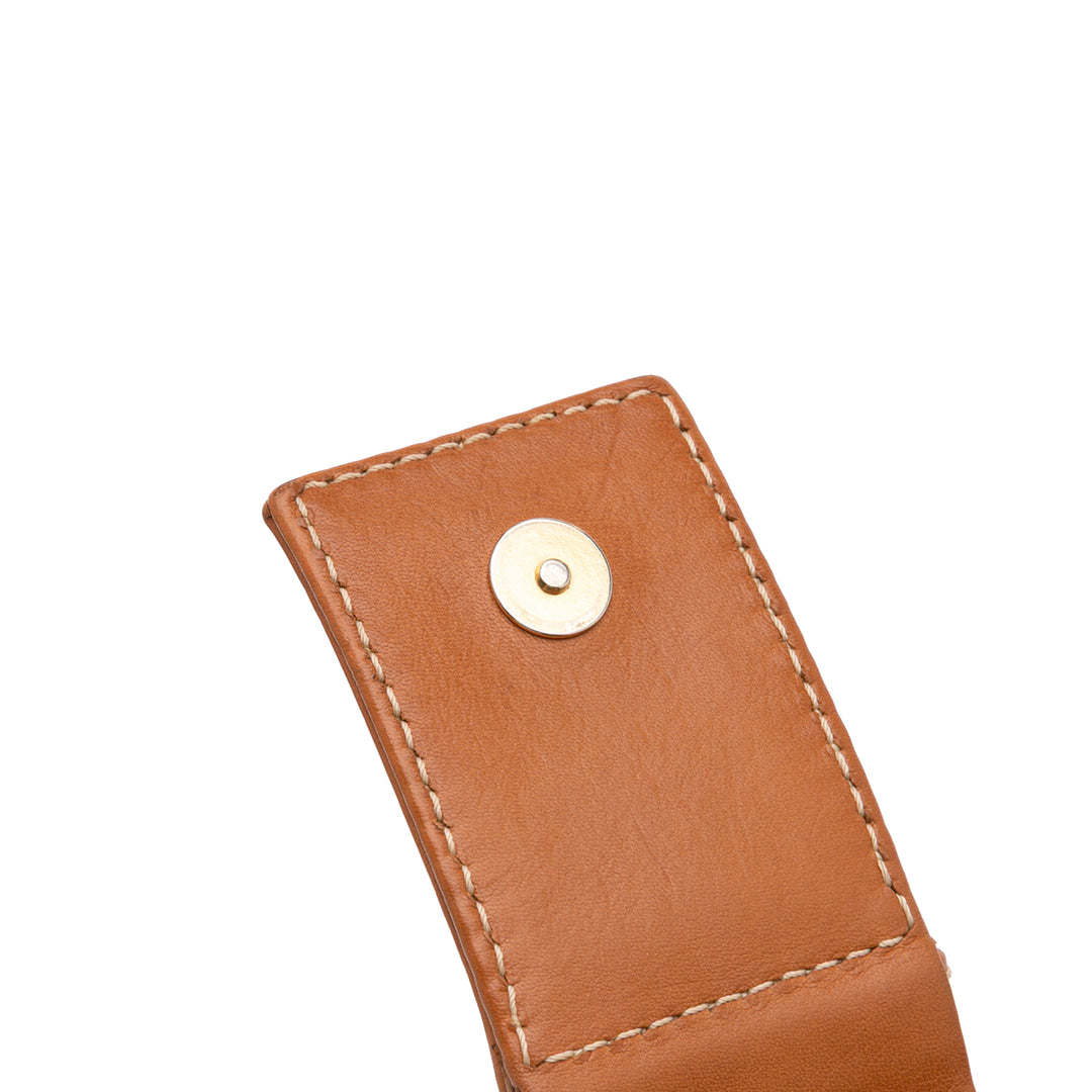 Leather Buckle Handbag Brown - Gaby Paris