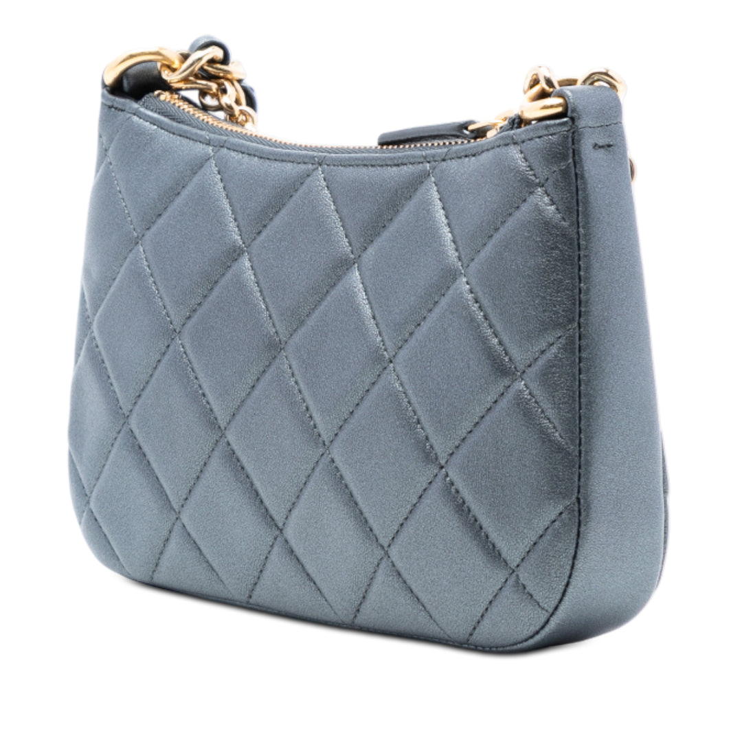 Chanel CC Matelassé Metallic Cuir d’agneau Logo Chain Sac