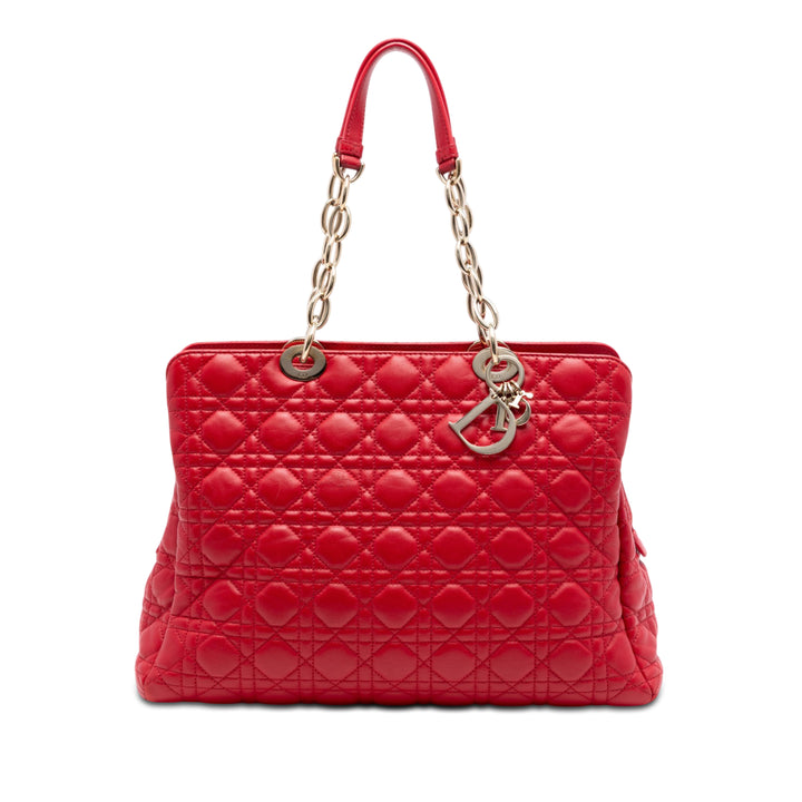 Dior Large Cuir d’agneau Cannage Soft Zipped Lady Dior Shopping Cabas