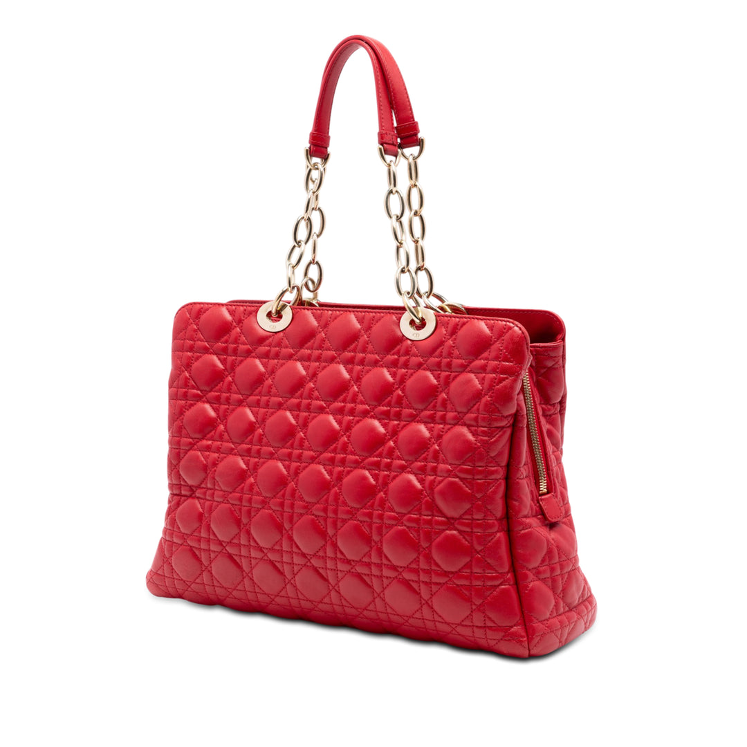 Dior Large Cuir d’agneau Cannage Soft Zipped Lady Dior Shopping Cabas