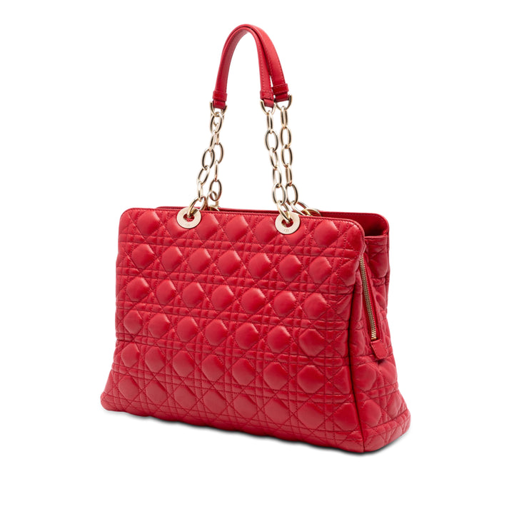 Dior Large Cuir d’agneau Cannage Soft Zipped Lady Dior Shopping Cabas