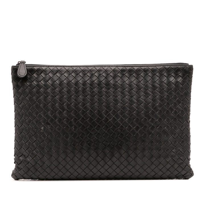 Nappa Intrecciato Clutch Black - Gaby Paris