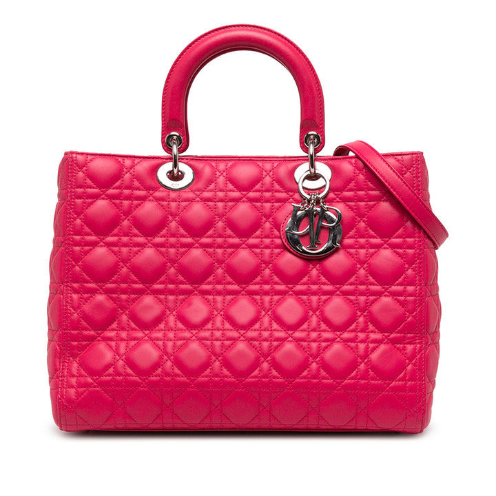 Dior Lady Dior Cannage Grand Cuir d'agneau Rose – vue principale – GABY PARIS