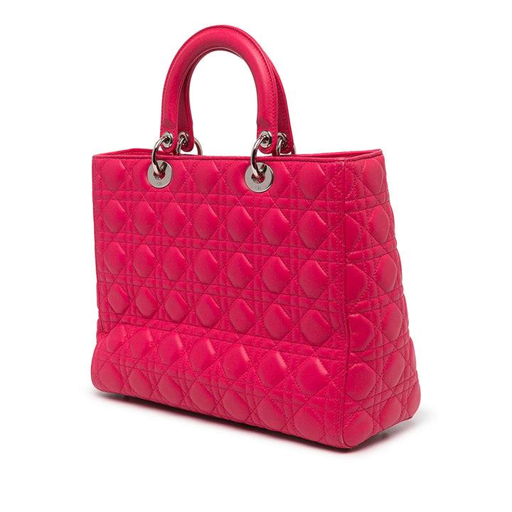 Dior Lady Dior Cannage Grand Cuir d'agneau Rose – vue 2 – GABY PARIS