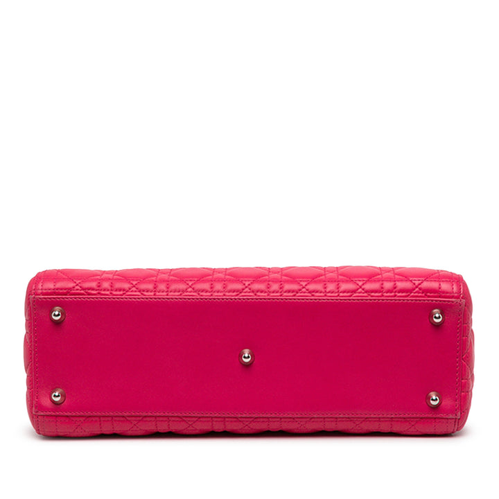 Dior Lady Dior Cannage Grand Cuir d'agneau Rose – vue 3 – GABY PARIS