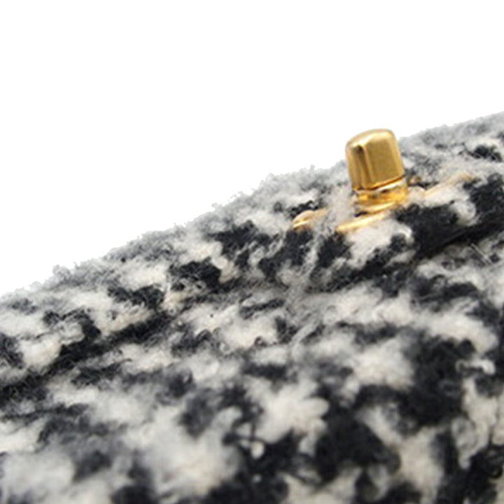 Chanel Mini Square Matelassé Tweed Houndstooth Straight Simple rabat