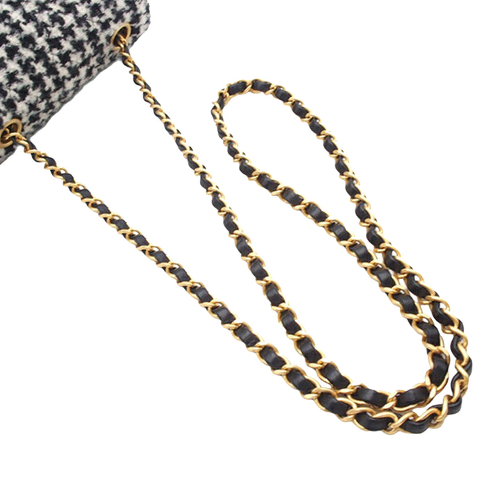 Chanel Mini Square Matelassé Tweed Houndstooth Straight Simple rabat