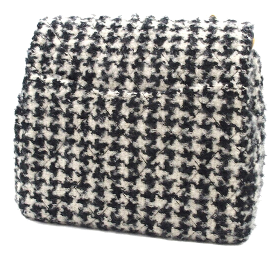 Chanel Mini Square Matelassé Tweed Houndstooth Straight Simple rabat