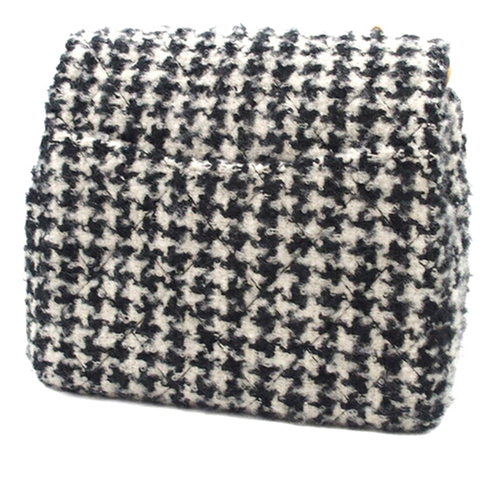 Chanel Mini Square Matelassé Tweed Houndstooth Straight Simple rabat