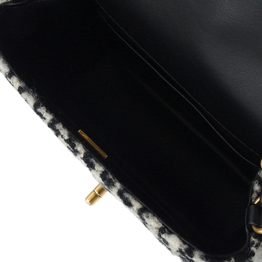 Chanel Mini Square Matelassé Tweed Houndstooth Straight Simple rabat