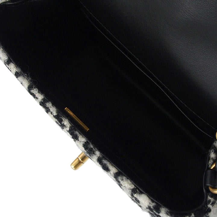 Chanel Mini Square Matelassé Tweed Houndstooth Straight Simple rabat