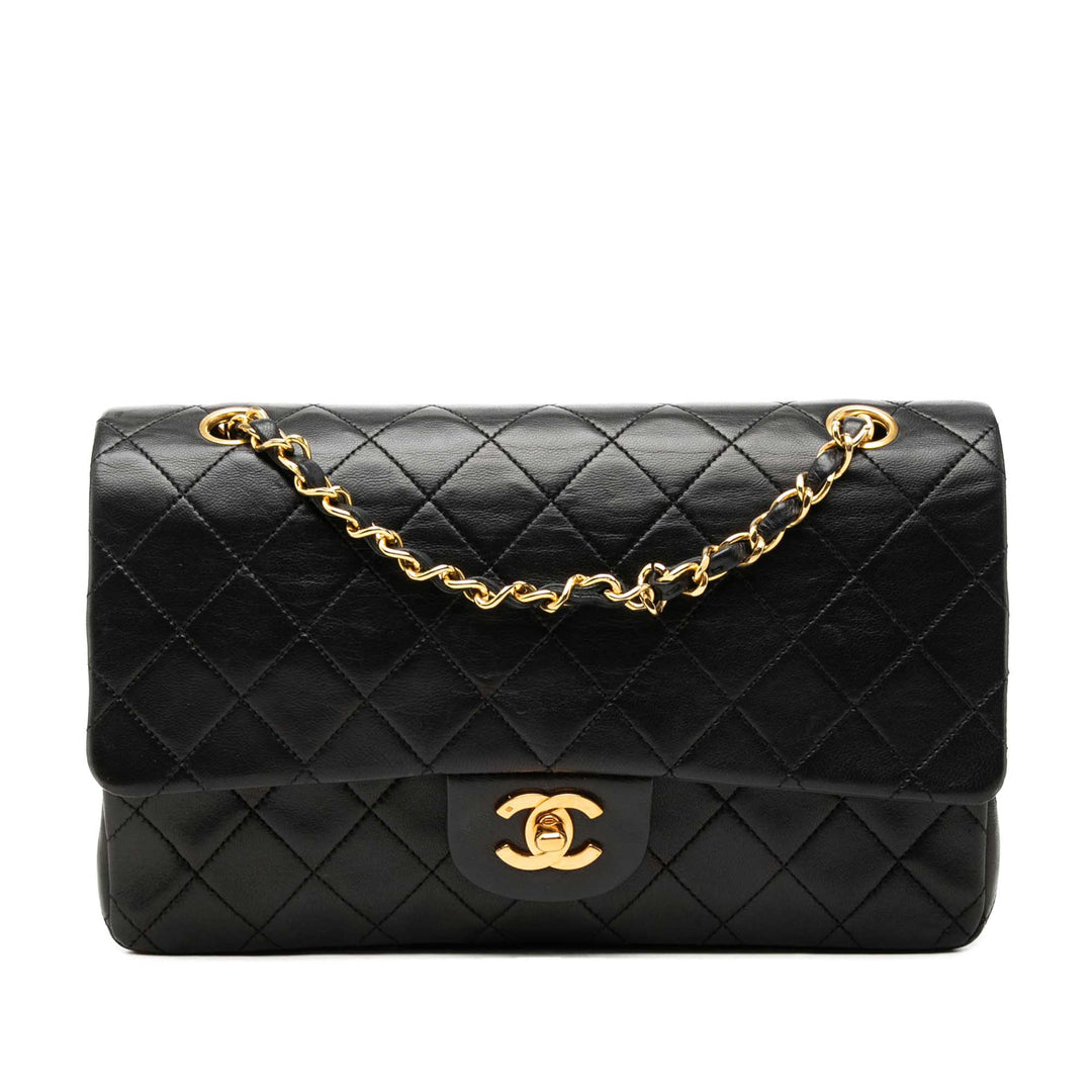 Classic Double rabat Moyen Cuir d'agneau Noir