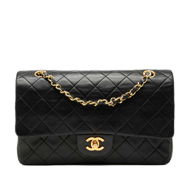 Classic Double rabat Moyen Cuir d'agneau Noir