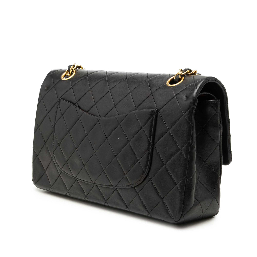 Classic Double rabat Moyen Cuir d'agneau Noir