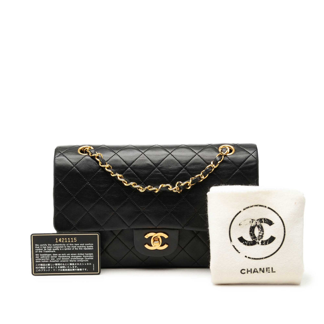 Classic Double rabat Moyen Cuir d'agneau Noir