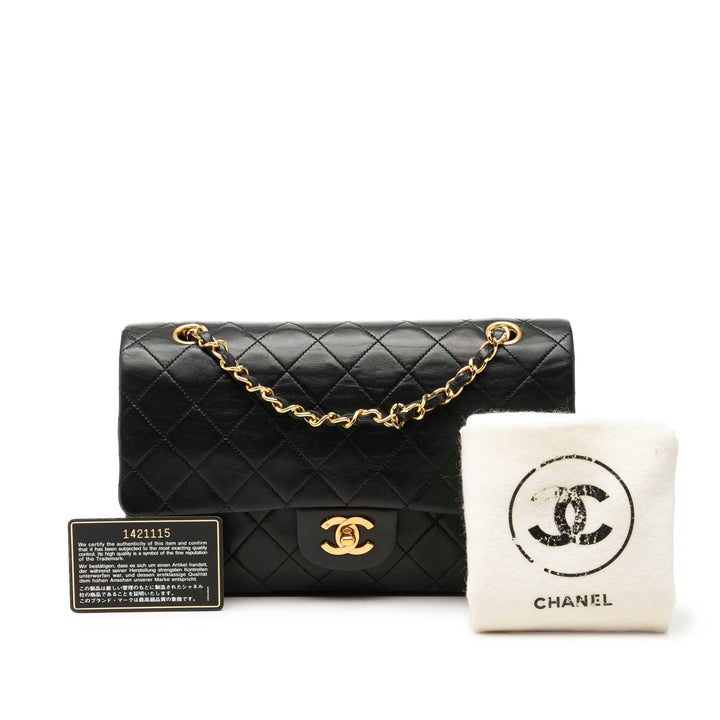 Classic Double rabat Moyen Cuir d'agneau Noir