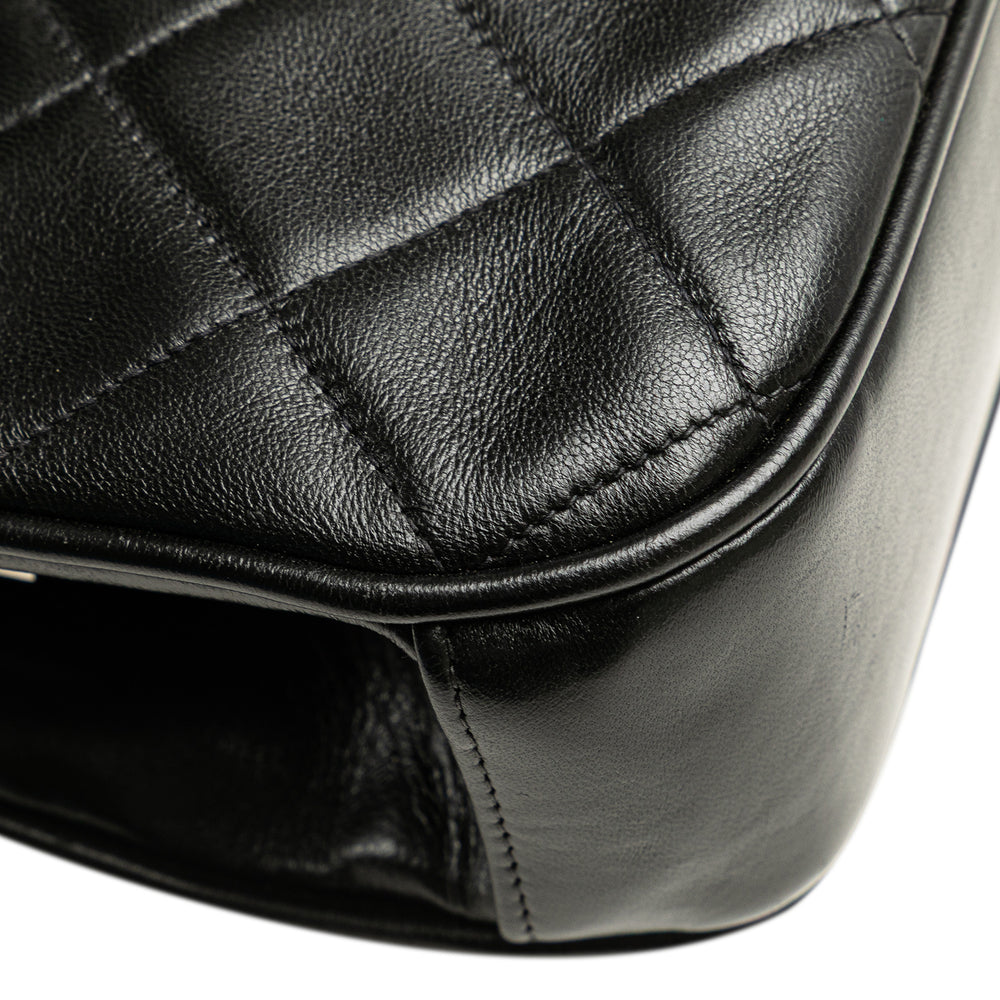 CC Quilted Lambskin Kiss Lock Frame Top Handle Bag Black - Gaby Paris