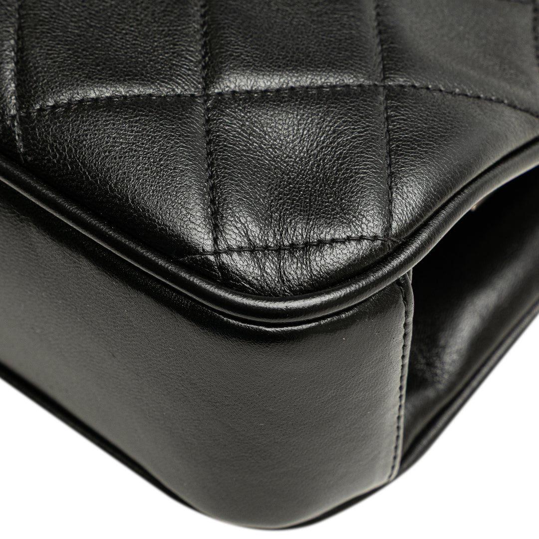 CC Quilted Lambskin Kiss Lock Frame Top Handle Bag Black - Gaby Paris