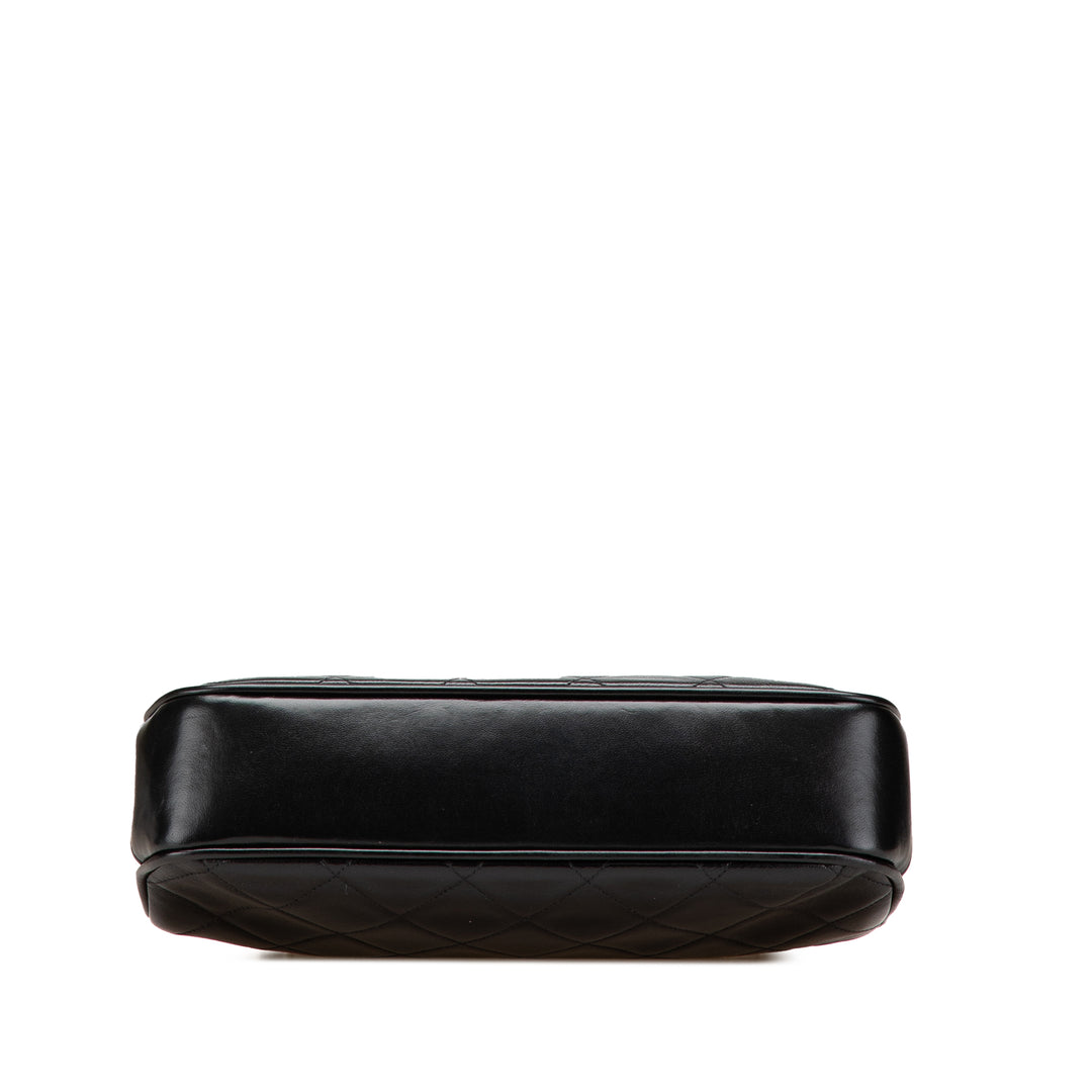 CC Quilted Lambskin Kiss Lock Frame Top Handle Bag Black - Gaby Paris
