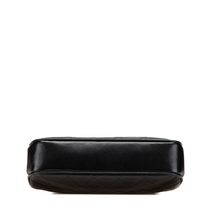 CC Quilted Lambskin Kiss Lock Frame Top Handle Bag Black - Gaby Paris