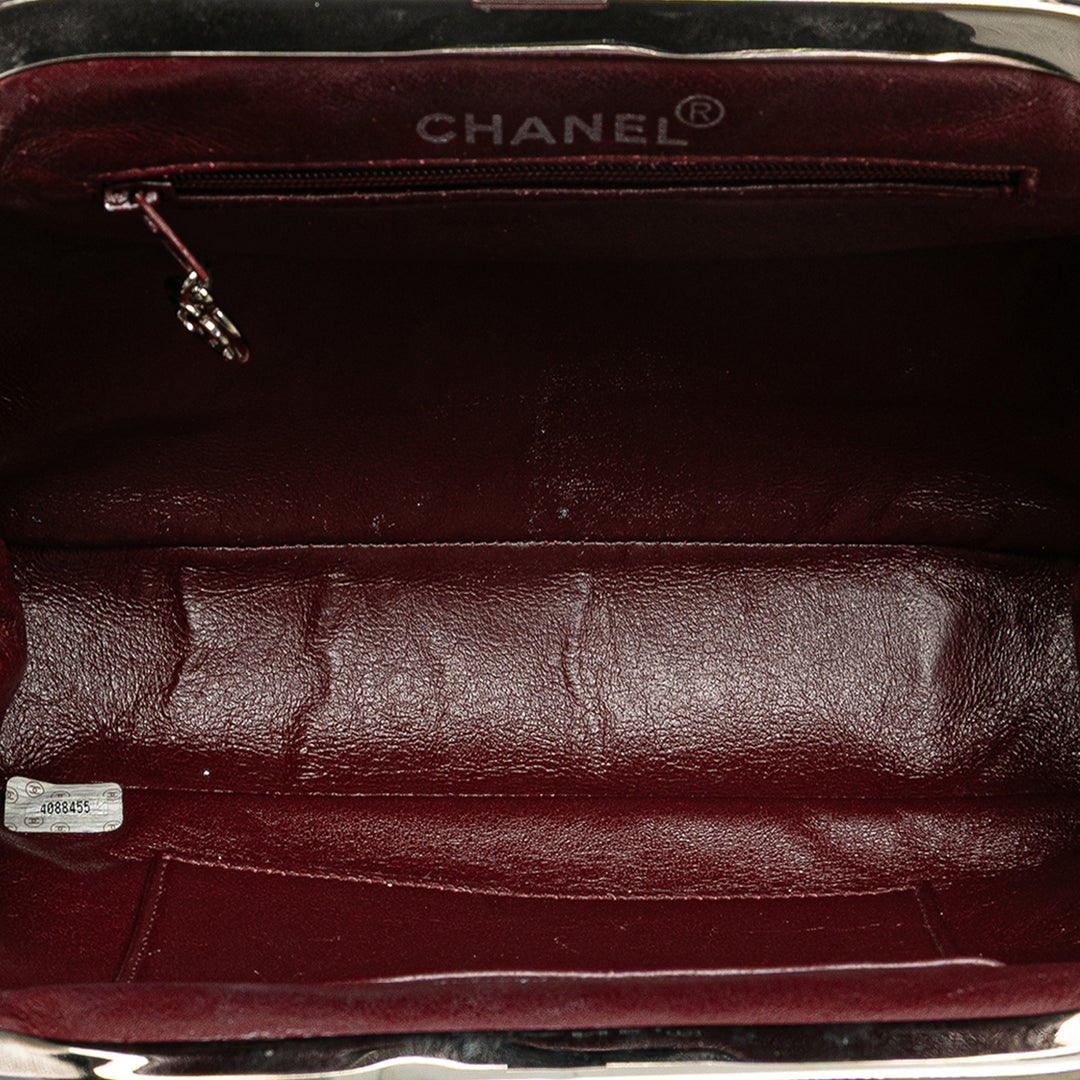 CC Quilted Lambskin Kiss Lock Frame Top Handle Bag Black - Gaby Paris