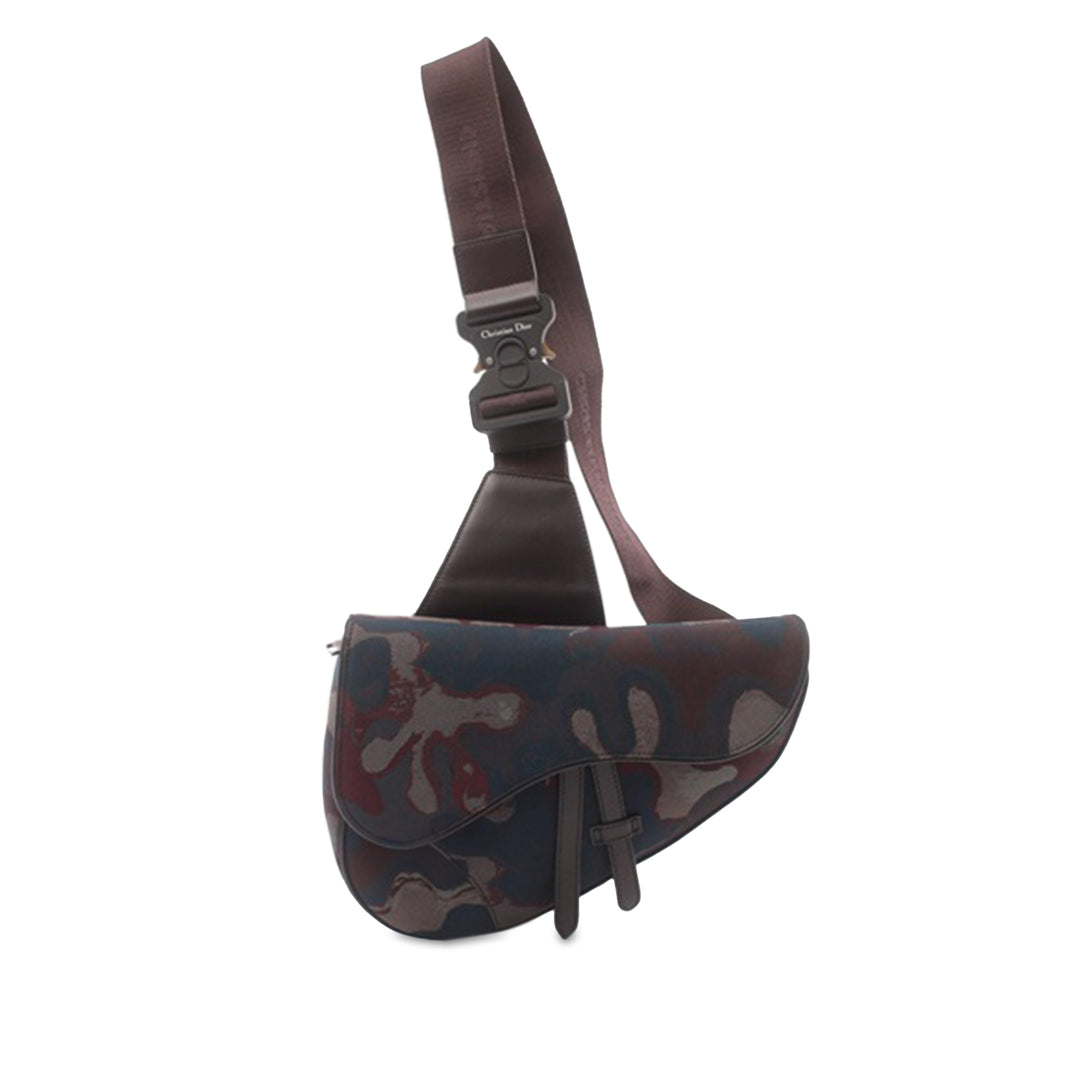 Peter Doig Canvas Camouflage Saddle Crossbody Brown - Gaby Paris