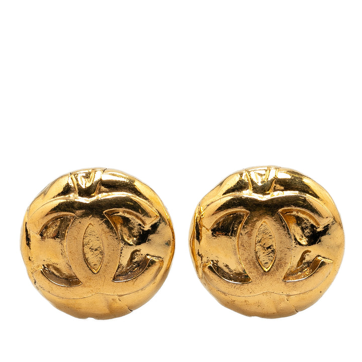 Gold Plated CC Clip On Earrings Gold - Gaby Paris