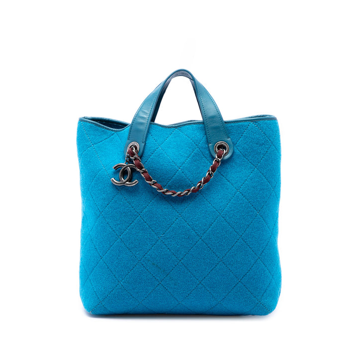 CC Matelassé Felt Pop Cabas Moyen Bleu