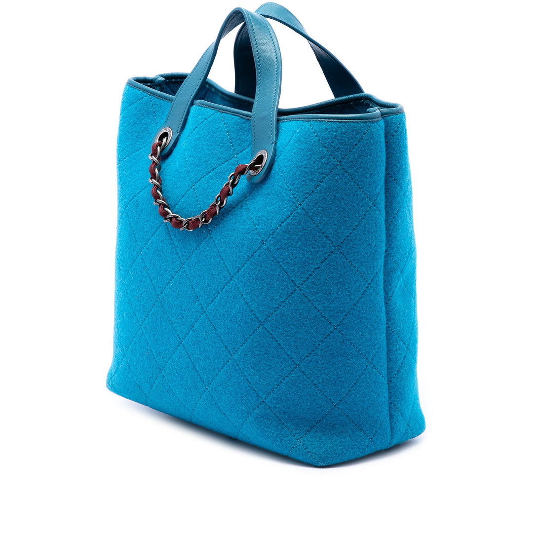 CC Matelassé Felt Pop Cabas Moyen Bleu
