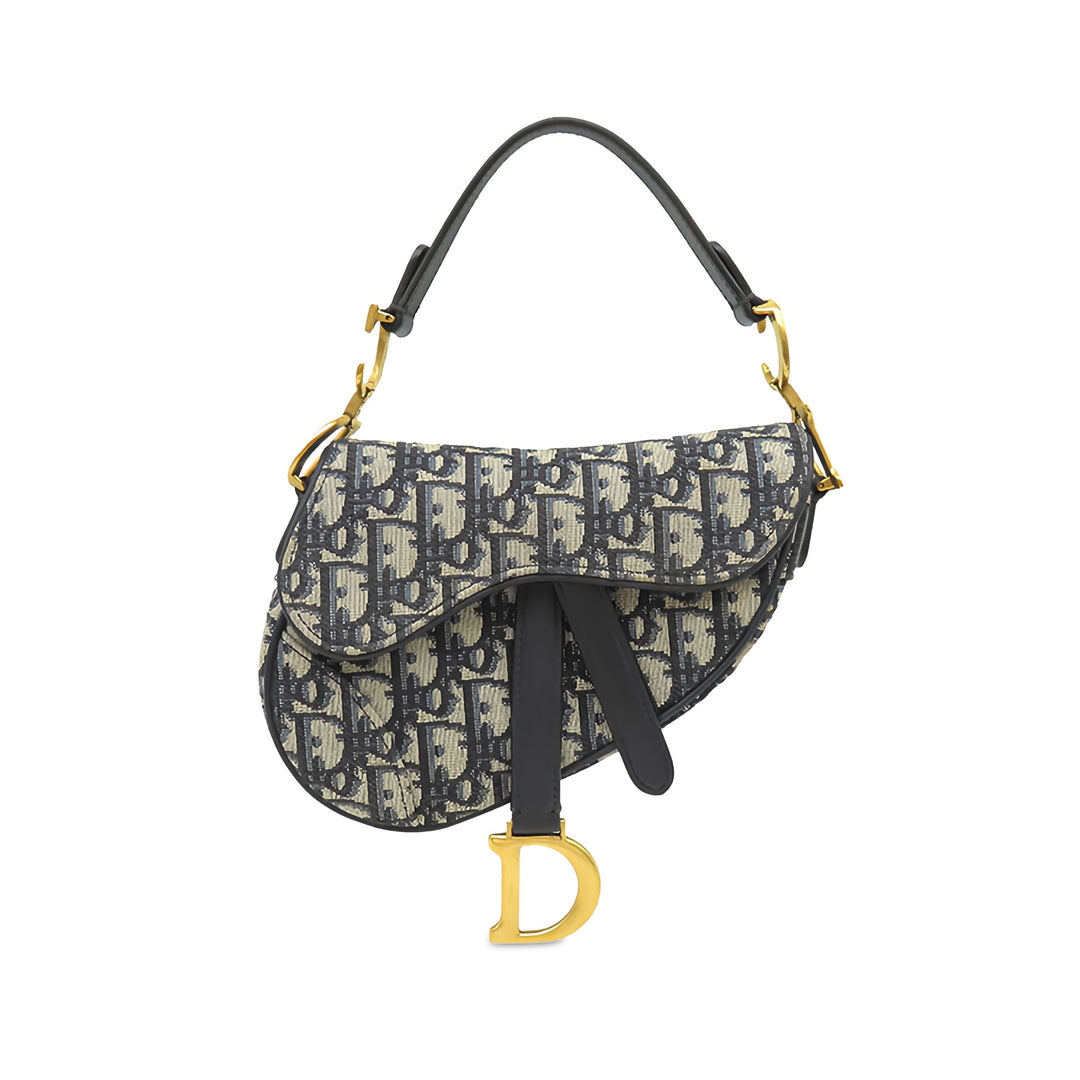 Dior Saddle Sac Mini Oblique Bleu – vue principale – GABY PARIS