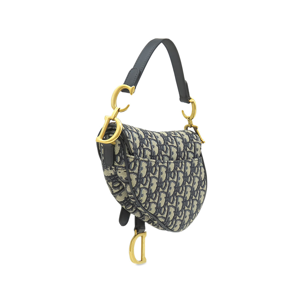 Dior Saddle Sac Mini Oblique Bleu – vue 2 – GABY PARIS