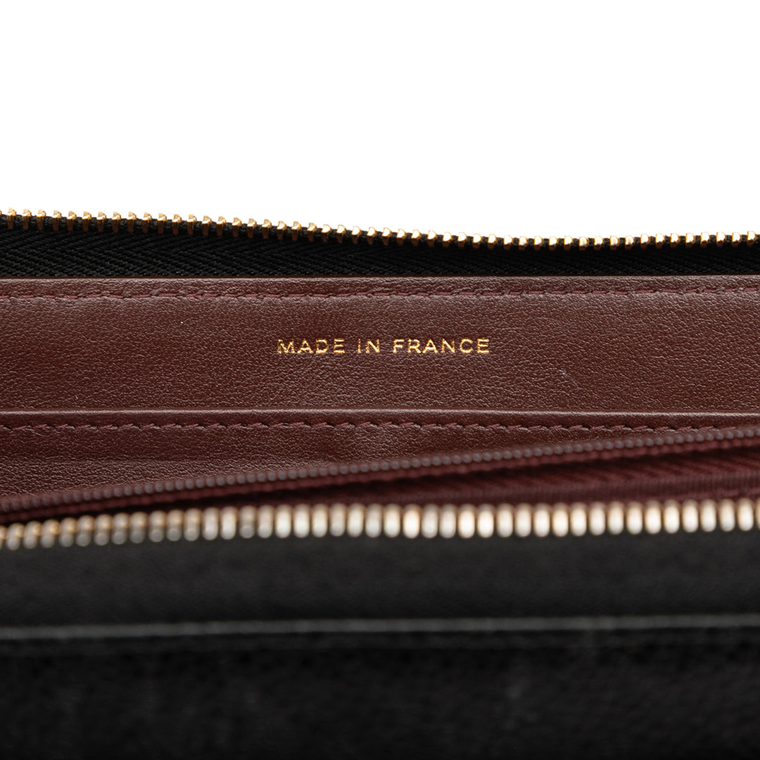 Chanel CC Quilted Caviar Zip Around Long Wallet Noir
