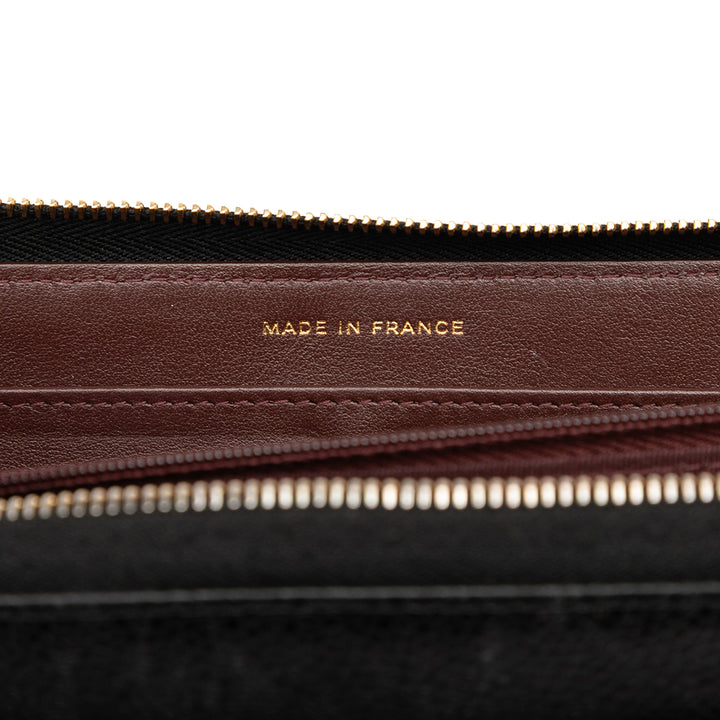 Chanel CC Quilted Caviar Zip Around Long Wallet Noir