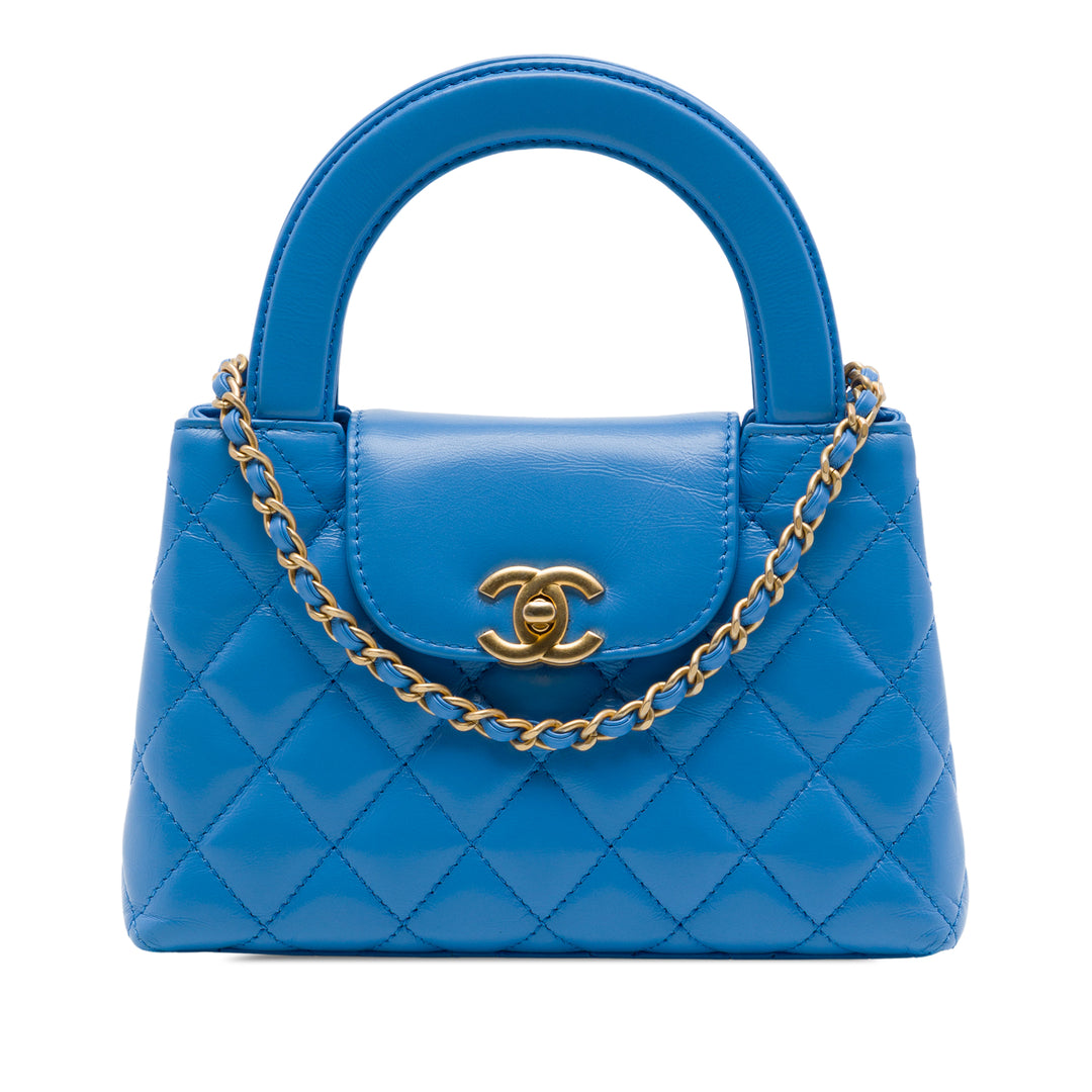 Chanel Cabas vieilli Kelly Nano Cuir de veau Bleu – vue principale – GABY PARIS