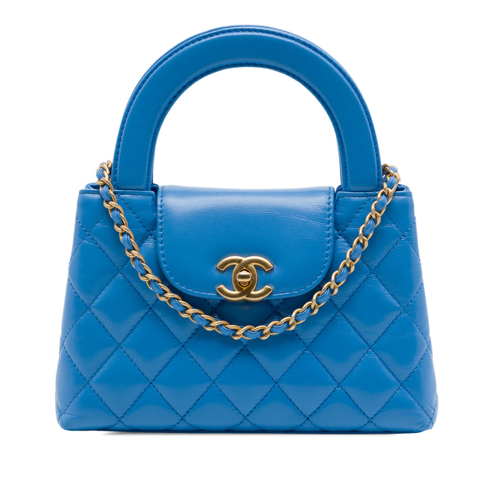 Chanel Cabas vieilli Kelly Nano Cuir de veau Bleu – vue principale – GABY PARIS