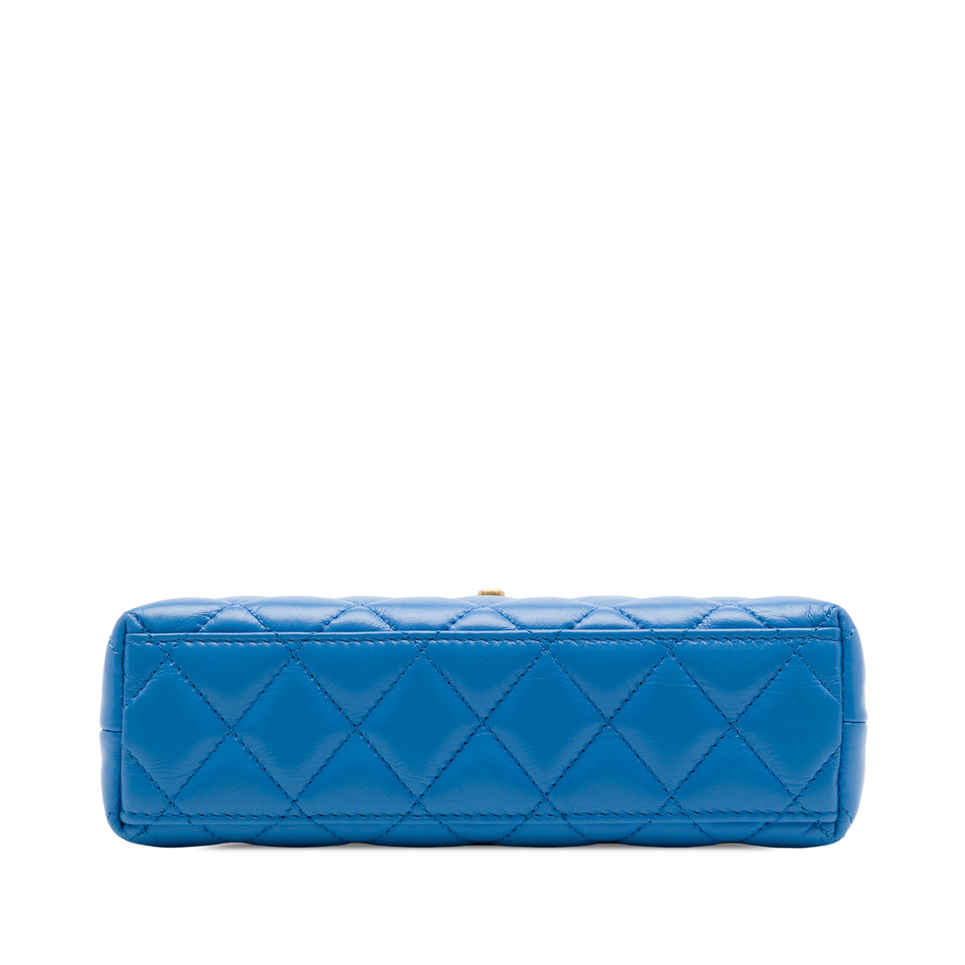 Chanel Cabas vieilli Kelly Nano Cuir de veau Bleu – vue 3 – GABY PARIS