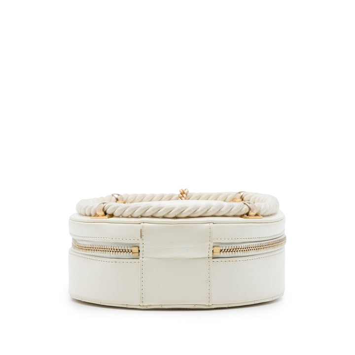 Chanel Froissé En Vogue Rond Sac Cuir de veau Blanc