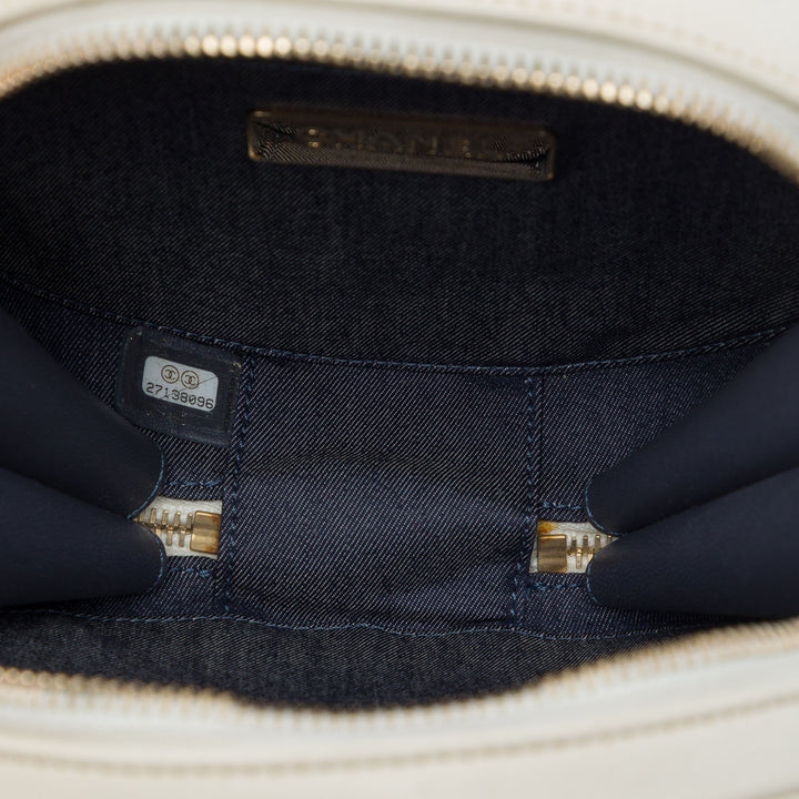 Chanel Froissé En Vogue Rond Sac Cuir de veau Blanc
