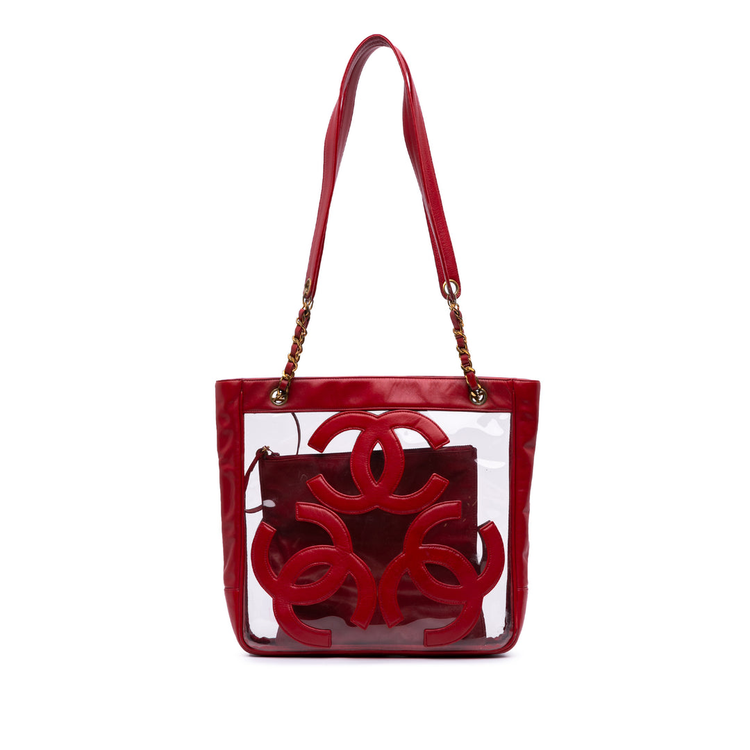Calfskin and PVC Triple CC Tote Red - Gaby Paris
