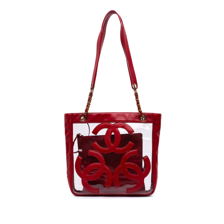 Calfskin and PVC Triple CC Tote Red - Gaby Paris
