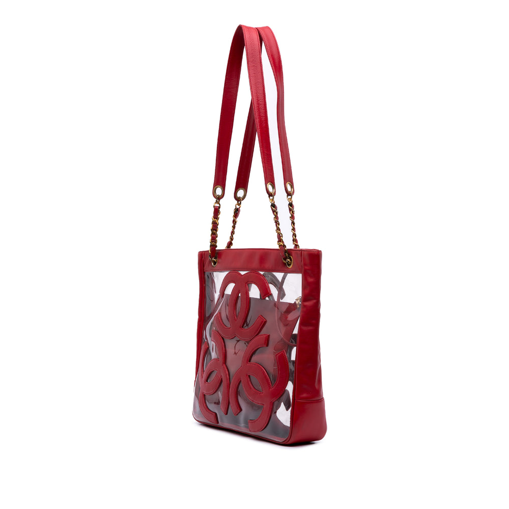 Calfskin and PVC Triple CC Tote Red - Gaby Paris
