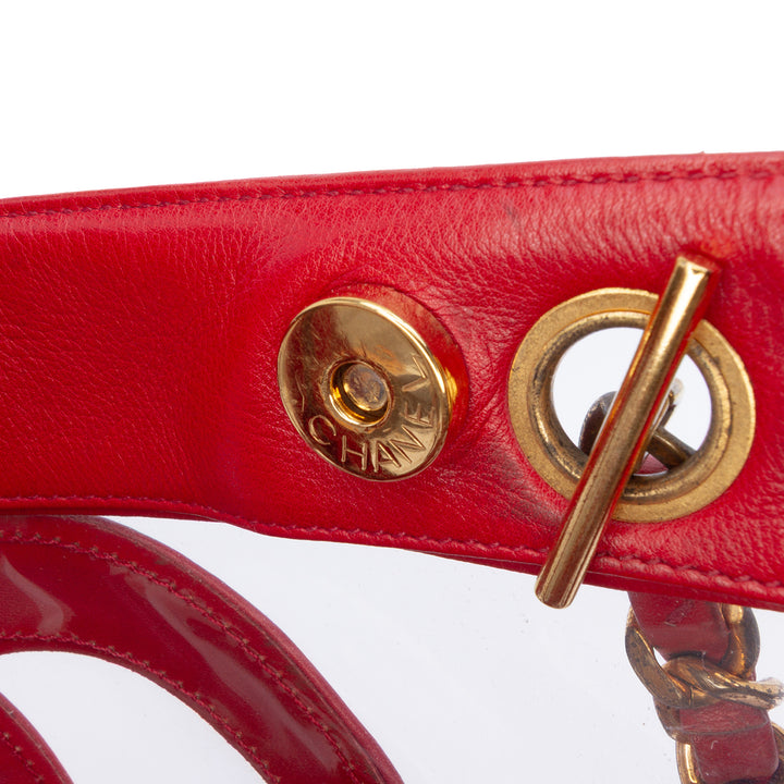 Calfskin and PVC Triple CC Tote Red - Gaby Paris