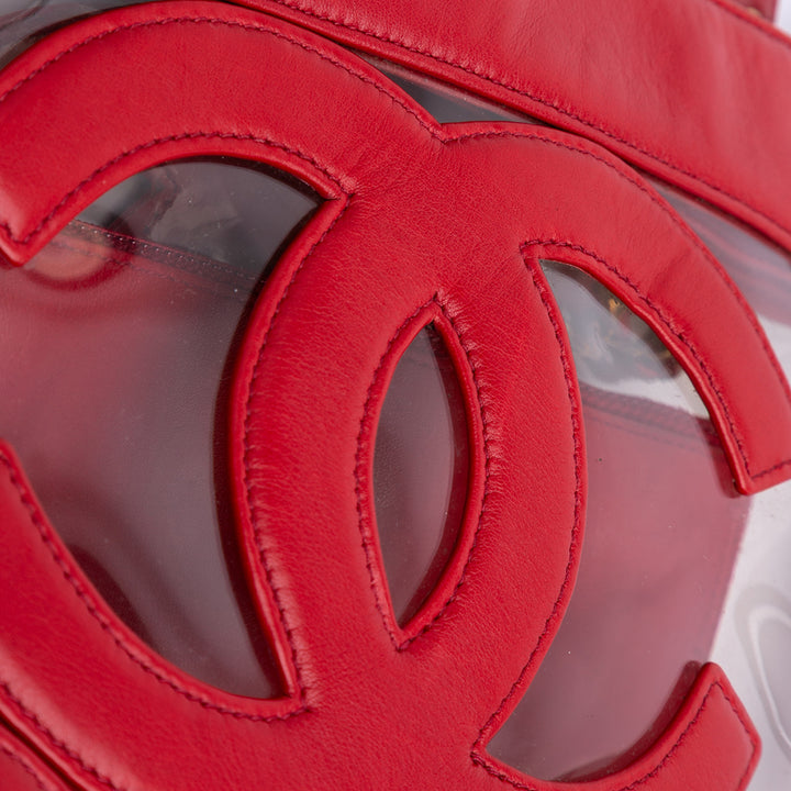 Calfskin and PVC Triple CC Tote Red - Gaby Paris