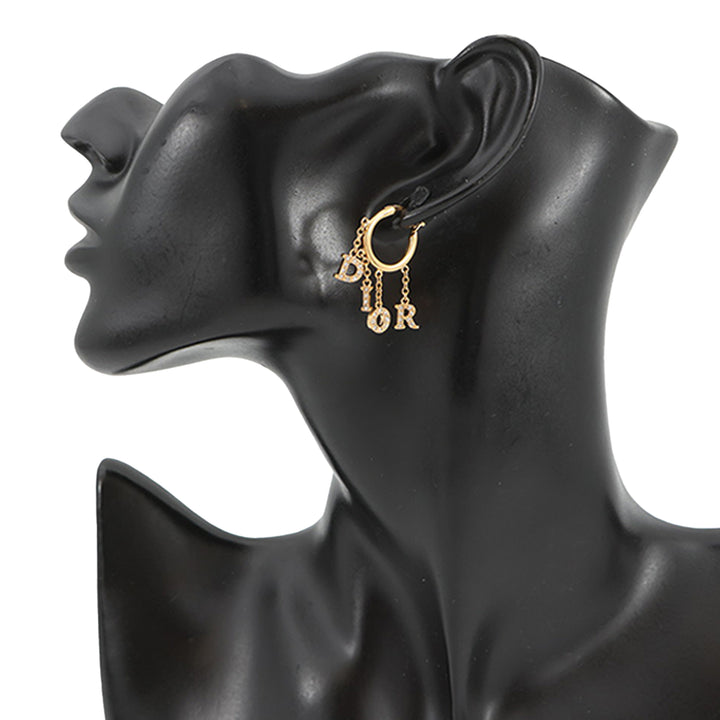 Dior Dio(r)evolution plaqué Strass pendantes Hoop Boucles d’oreilles