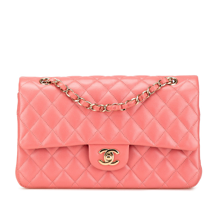 Medium Classic Caviar Double Flap Pink - Gaby Paris